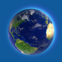 Oceano Atlantico Settentrionale, la mappa dell’America, Africa ed Europa