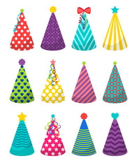 Colorful party hats set