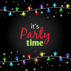 Colorful light garlands party time poster