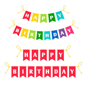 Happy birthday letters bounting flags