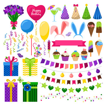 Party colorful icons set