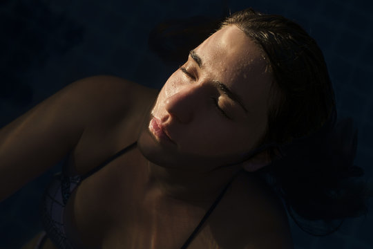 Close up of a Woman in the Swimming Pool