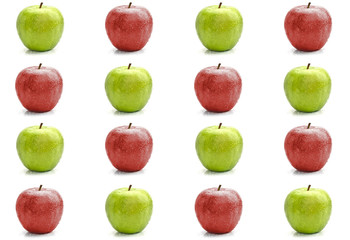 manzanas rojas y verdes, fondo de textura