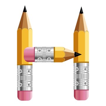 Letter h pencil icon, cartoon style