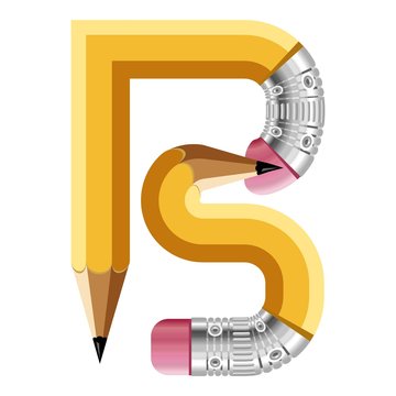 Letter b pencil icon, cartoon style