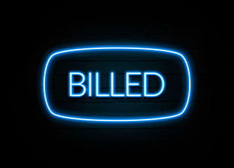 Billed  - colorful Neon Sign on brickwall