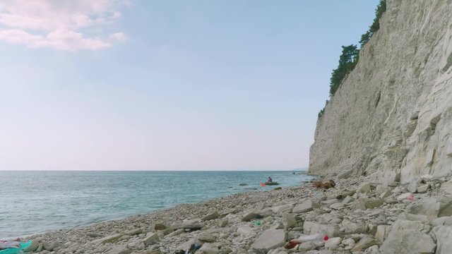 View of desolated contaminated dirty beach