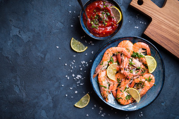 Cooked shrimps background