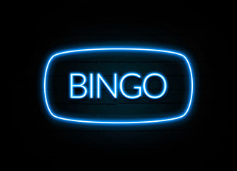 Bingo  - colorful Neon Sign on brickwall