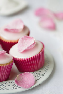 Crystallized rose petal cupcakes