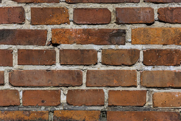 Texture of orange brick wall. Cement and brick on building. Construction.