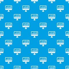 Growth graph on the computer monitor pattern seamless blue