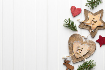 Vintage Christmas background with Christmas decoration.