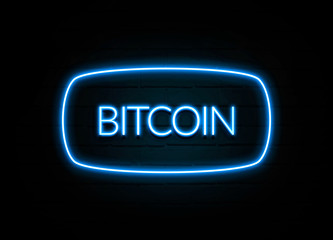 Bitcoin  - colorful Neon Sign on brickwall