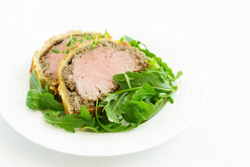 Homemade Christmas Beef Wellington with a Pastry Crust