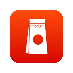 Tea packed in a paper bag icon digital red