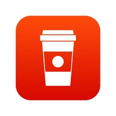 Paper cup of coffee icon digital red