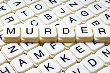 Murder title cover text word crossword heading from letters