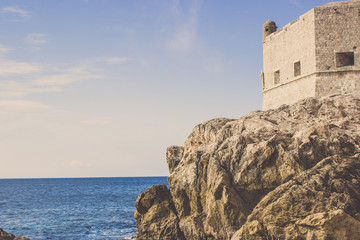 Fototapeta na wymiar Old Fortress By The Dubrovnik Sea