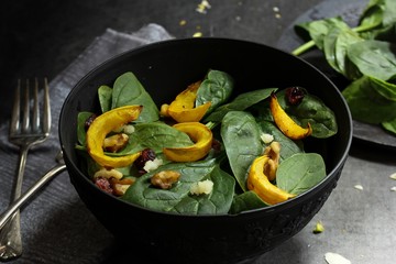 Winter  salad with roasted Butternut Squash and spinach