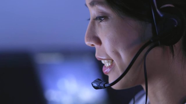 Customer services representative working at night