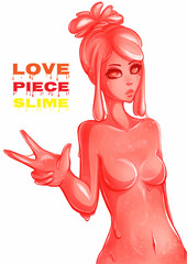 Orange slime girl on isolation background