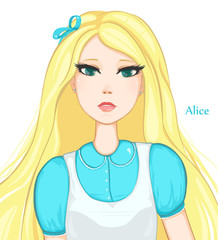 Pretty blonde girl with green eyes. Alice 