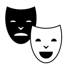 pleasure and pain, masks - symbol, pictogram, sign - black and white