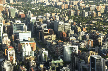 Obraz na płótnie Canvas Modern apartment buildings and flats in downtown Santiago, Chile.