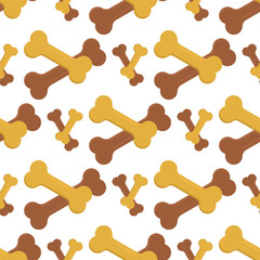 Dog chew bone care biscuit animal food puppy canine seamless pattern background vector illustration.