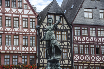 Fototapeta premium Old traditional buildings in Frankfurt, Germany in a summer
