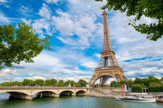 The Eiffel Tower and the river Seine on a summer day in Paris