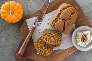 Pumpkin Bread Slices with Honey Walnut Butter