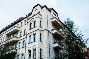 white corner building in low angle view