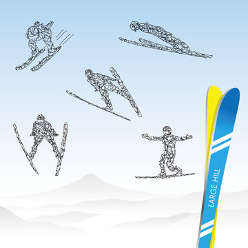 雪山とスキー選手