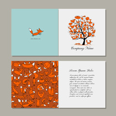 Greeting card with foxy tree design