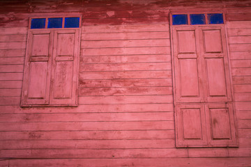 Vintage wooden home windows, Thailand traditional style