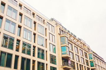 modern apartment buildings with marble facade