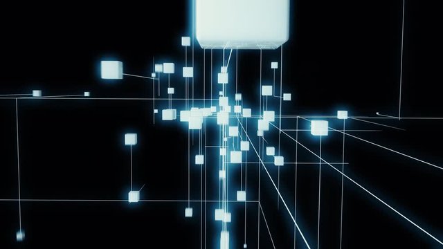 Animation depicting nodes forming on a growing network. 4K UHD.