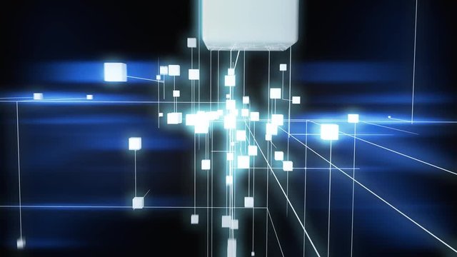 Animation depicting nodes forming on a growing network. 4K UHD.