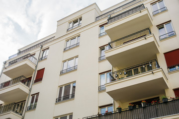 modern apartment block with big balcony