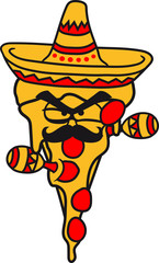 mexikaner scharf südamerika mustache schnurrbart rasseln musik sombrero hut gesicht pizza salami gruselig comic cartoon