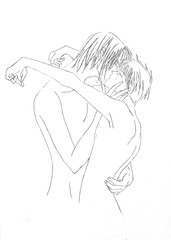 Drawing in the style of anime. Image enamored girl and the guy i