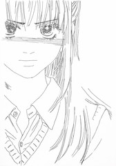 Drawing in the style of anime. Picture of a girl in the picture