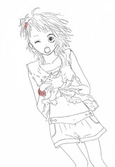 Drawing in the style of anime. Picture of a girl in the picture