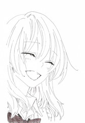 Fototapeta premium Drawing in the style of anime. Picture of a girl in the picture