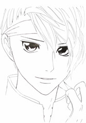 Drawing in the style of anime. Image of a man in the picture in