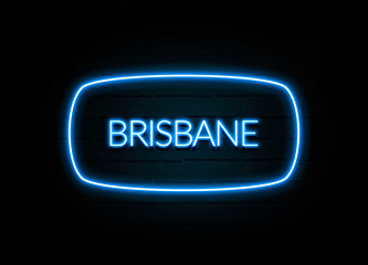 Brisbane  - colorful Neon Sign on brickwall