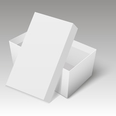 Blank of box for shoes. Opened box for packing. Vector