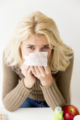 Girl having flu